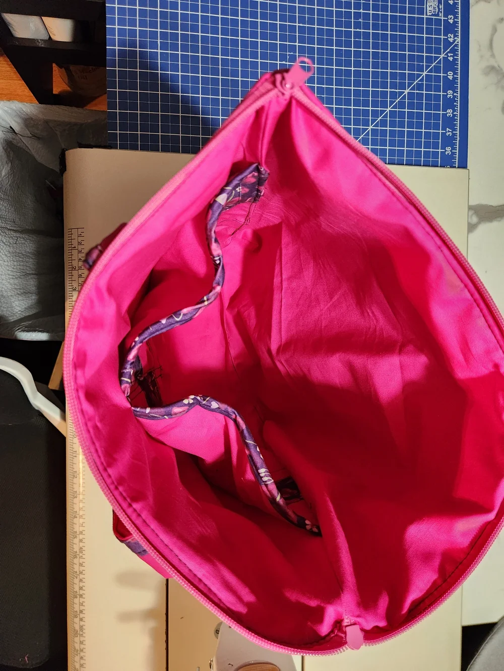 Bright Pink Tote with Purple Butterfly Panel